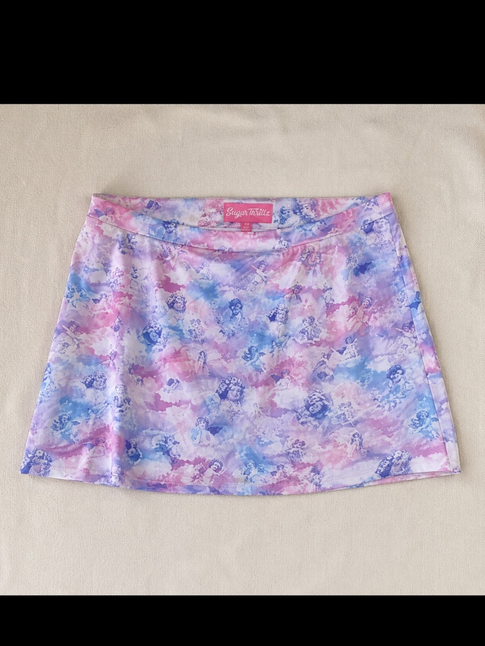 Sugar Thrillz Angel Cherub Pastel Mini Skirt Y2K Fairycore 3X Baddie Rave Furry